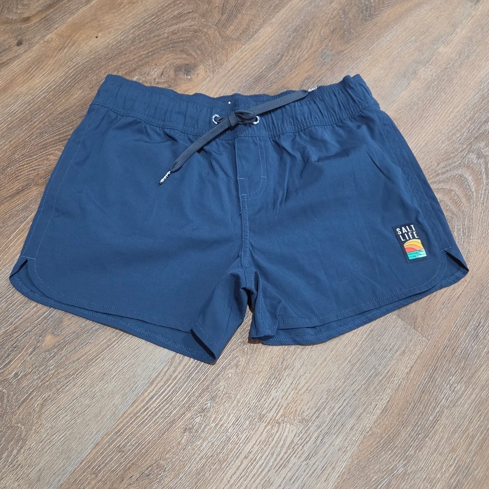 Salt Life Youth Saltsation Shorts Navy Blue Stretch Beach Fishing Kids Large